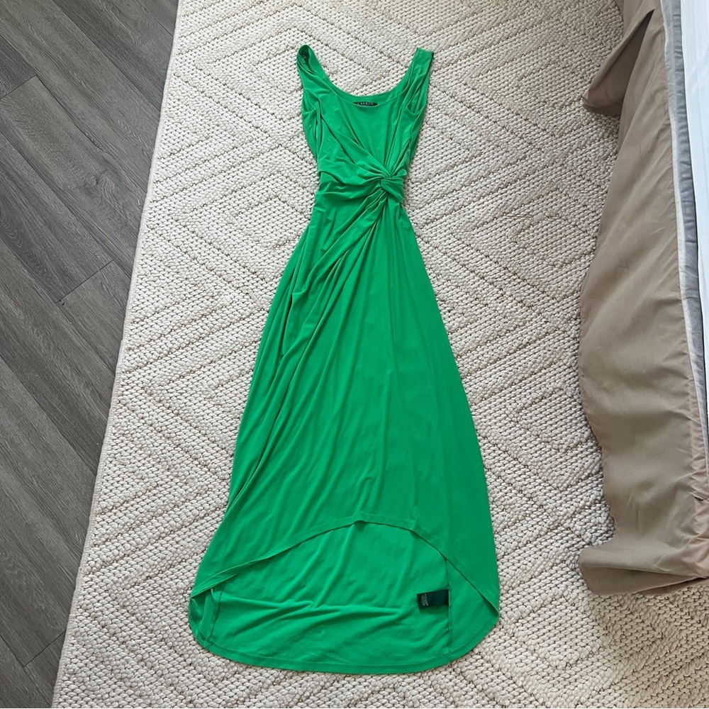 Ralph Lauren Twist Front Stretch Jersey Dress Neon Green